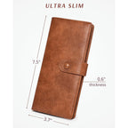 Unilily Slim Wallet Women RFID Blocking Vegan Leather Bifold Clutch Wallet Credit Card Holder with 2 ID Windows & Zip Pocket (Brown)