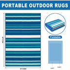 Outdoor Rug Camping Essentials - 4X6 Ft Outdoor Plastic Straw Rug For Patio Clearance, Waterproof Rv Essentials Outside Area Rug For Deck Garden, Backyard Patio Furniture Set, Blue White