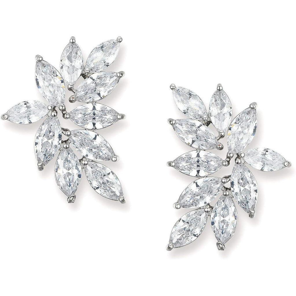 SWEETV Bridal Wedding Earrings for Brides Bridesmaid, Marquise Cubic Zirconia Rhinestone Cluster Earrings for Women, Prom