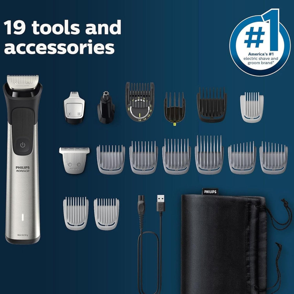 Philips Multigroom 7000 Series 21 Piece Beard Trimmer for Men, Hair & Body Grooming Kit, Precision Trimming Comb with Self-Sharpening Steel Blades, All-in-one Trimmer, Water Resistant