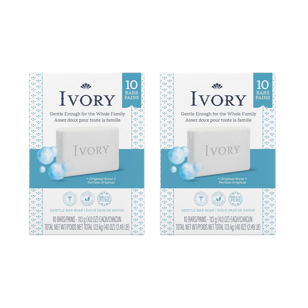 Ivory Clean Original Bar Soap, 4 Ounce, 10 Count (Pack Of 2) Total 20 Bars