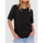 ANRABESS Women’s Half Sleeve T-Shirt Tops | Soft Stretchy Breathable Spacer Basic Tees, Business Casual Work, Travel Vacation Outfits, Summer Fall All-Season Clothing