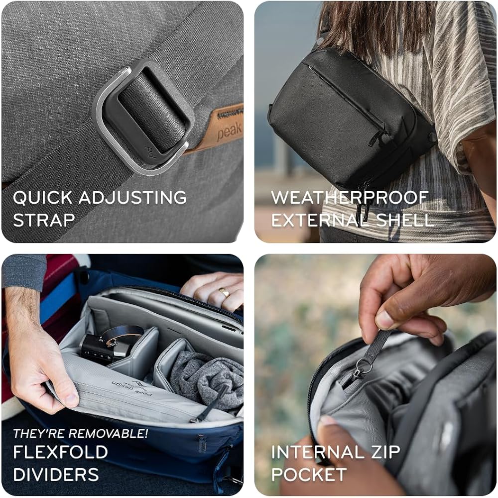 Peak Design Everyday Sling 6L, Kelp, Padded Adjustable Shoulder Strap For Crossbody Or Waist Carry, Flexfold Dividers, Ideal For Carrying Cameras Or Everyday Essentials, Sling Bag For Men And Women
