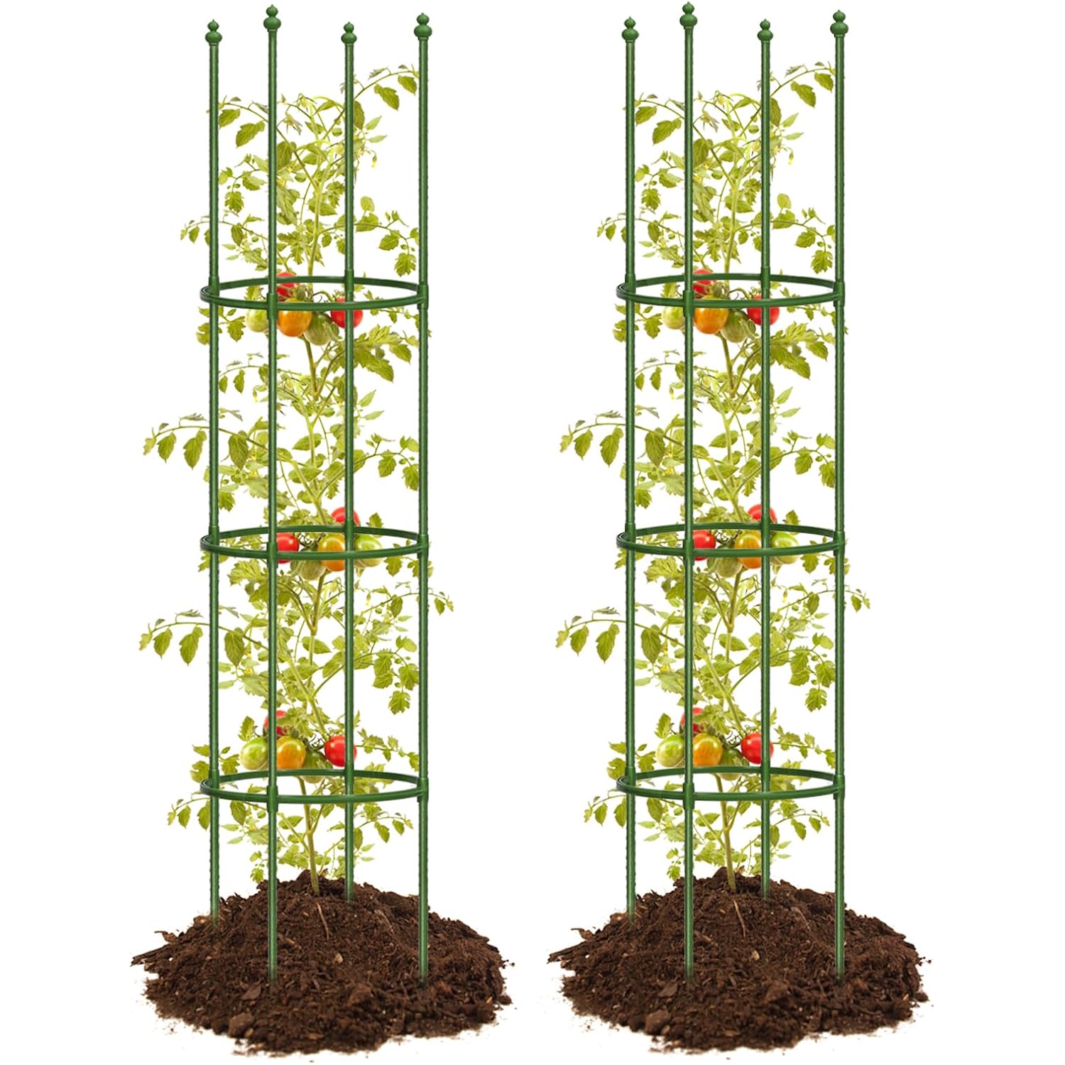 2 Pack Up To 59 Inch Height Adjustable Tomato Cages For Garden | Heavy Duty, Rust-Resistant Trellis, Adjustable Height For Climbing Vegetables & Flowers, Supports Tomatoes,Cucumbers,Peonies