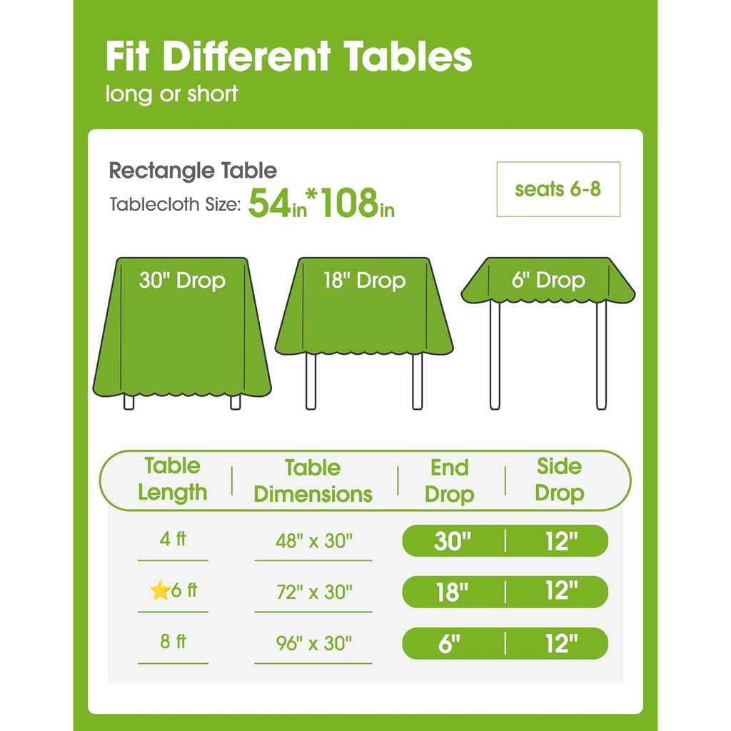 Pureegg Plastic Table Cloth 10 Pack, 54 x 108 Inch Disposable Table Cloths for Party, Picnic and Wedding, Rectangle, White