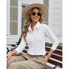 Womens Stretch Button Down Shirt Fitted Dress Shirt Long Sleeve Wrinkle Free Collared Business Casual Blouse
