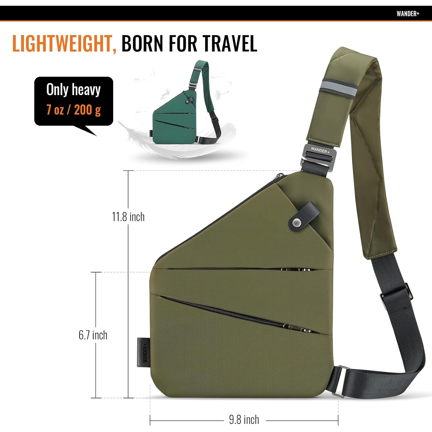 WANDER PLUS® Anti Theft Crossbody Travel Bag for Women Men, Multi-Pocket Crossbody Bag, Slim Sling Bag