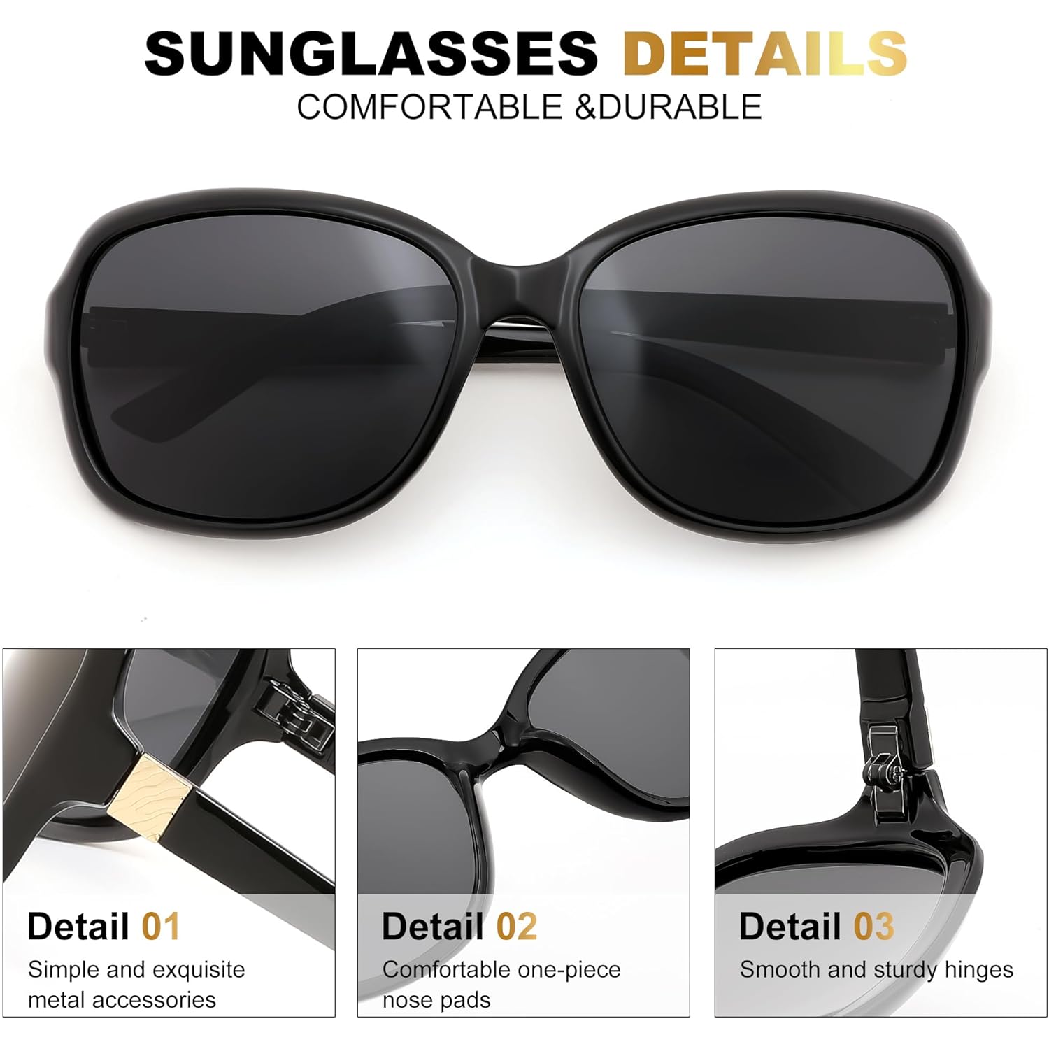 FEISEDY Polarized Sunglasses for Women Classic Vintage Square Wraparound UV400 Protection Shade B0309