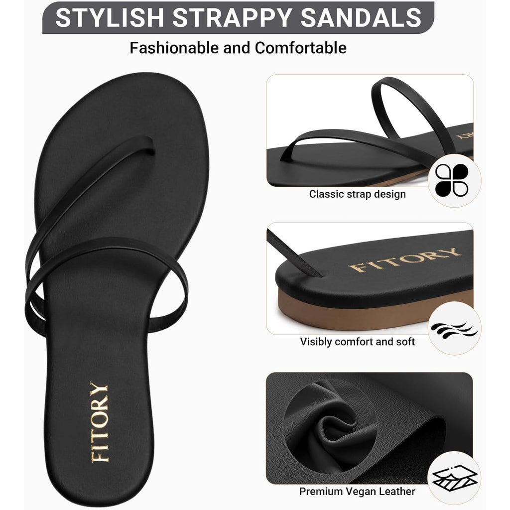 Fitory Womens Flip Flops, Strappy Open Toe Flat Sandals For Summer 2026, Lightweight And Comfortable Slides For Beach And Casual Walking, Indoor And Outdoor Size 6-11