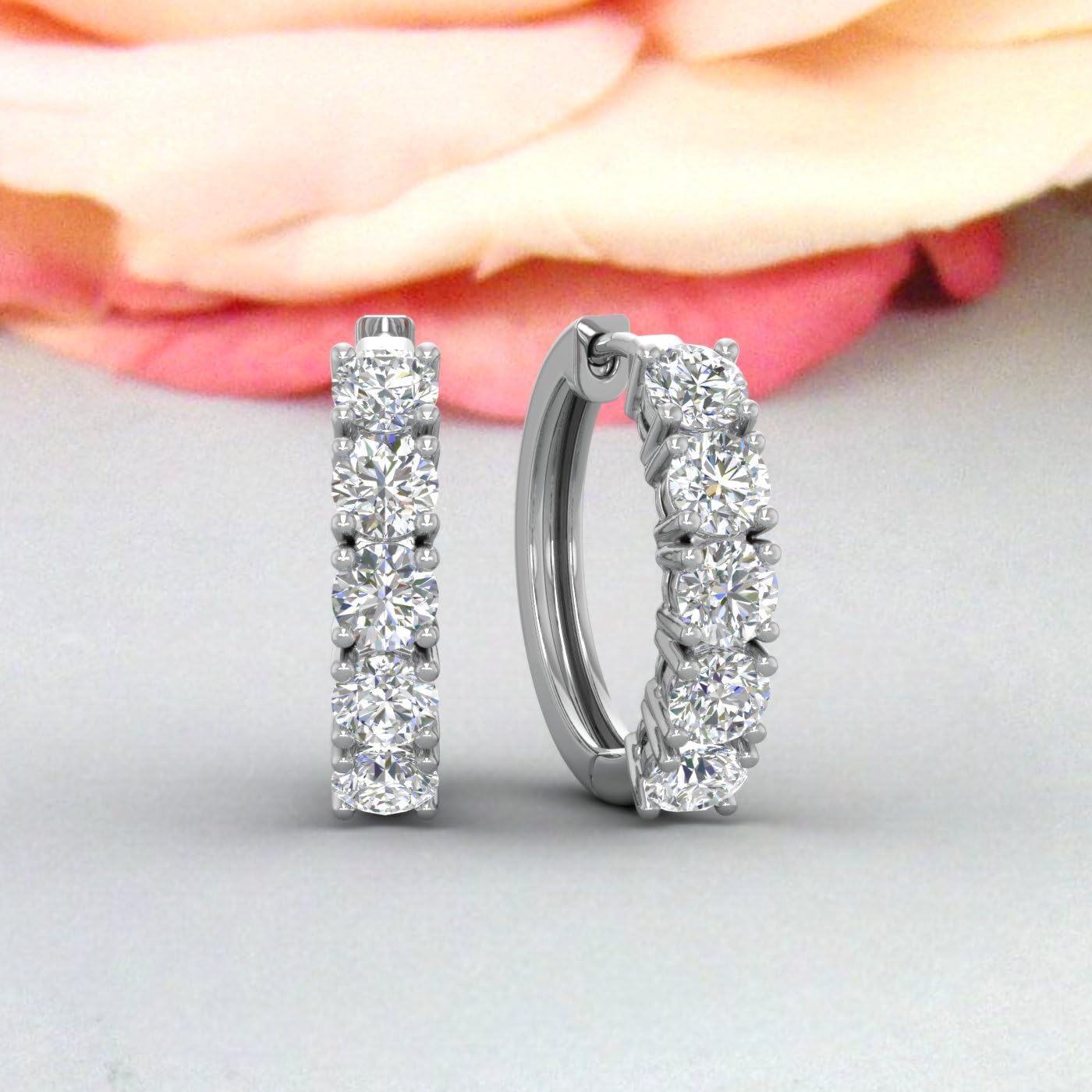 2 to 3 1/10 Carat Natural Diamond Hoop Earrings for Women in 14K Gold - IGI Certified