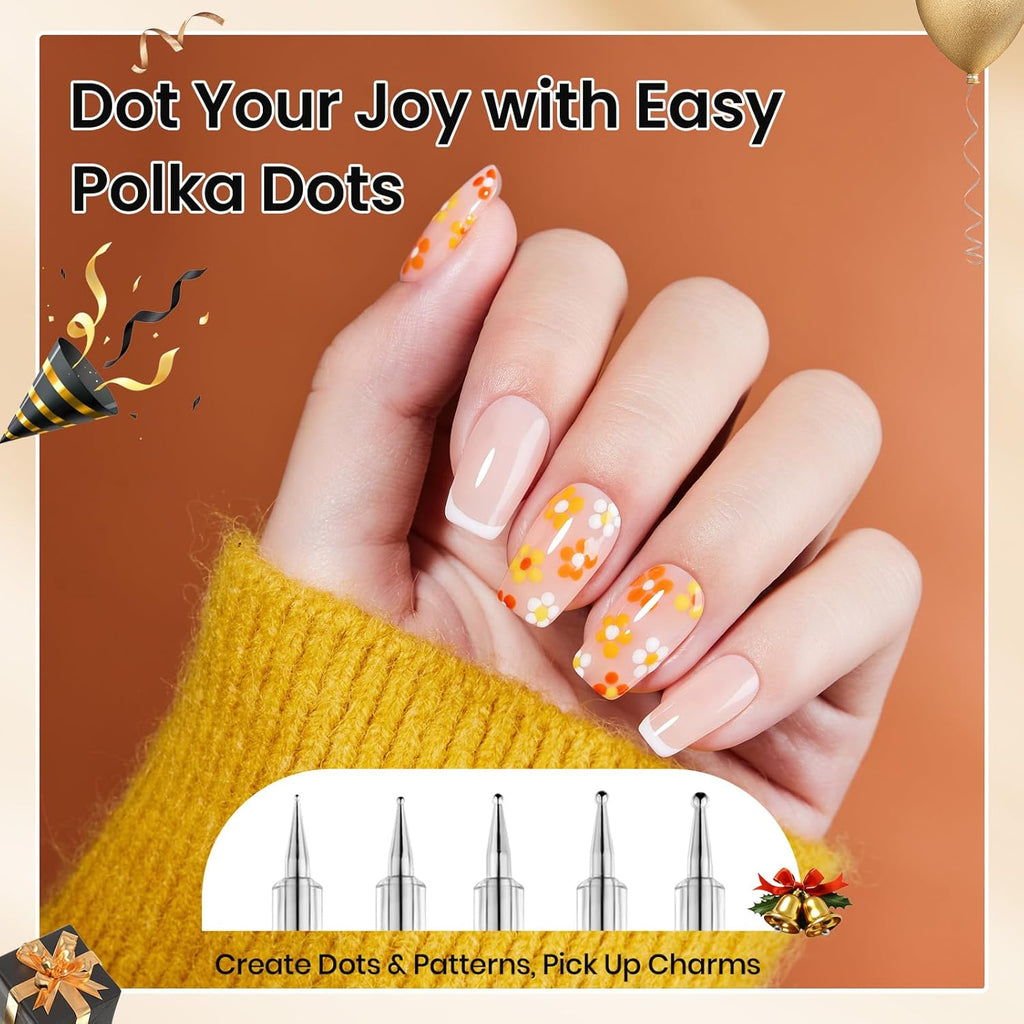 Beetles Nail Art Brushes 8pcs – Crystal Nail Art Tools 5pcs Double-headed Nails Dotting Tool, 3pcs Striping Liner Brushes for Nails with Pearls Bowknot Stickers, DIY Home Salon Manicure Design Tools