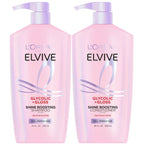 L'Oreal Paris Elvive Glycolic + Gloss Shine Boosting Shampoo And Conditioner Set, Cleanses And Smooths Dull, Porous Hair Into High-Shine, Glossy Hair, 56 Fl Oz Set