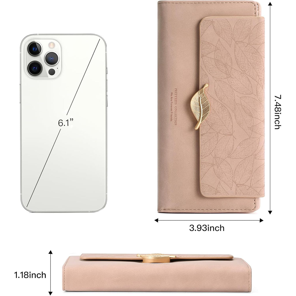 Women's Wallet Leather RFID Blocking Bifold Clutch Large Capacity Credit Card Holder with Coin Zipper Purse