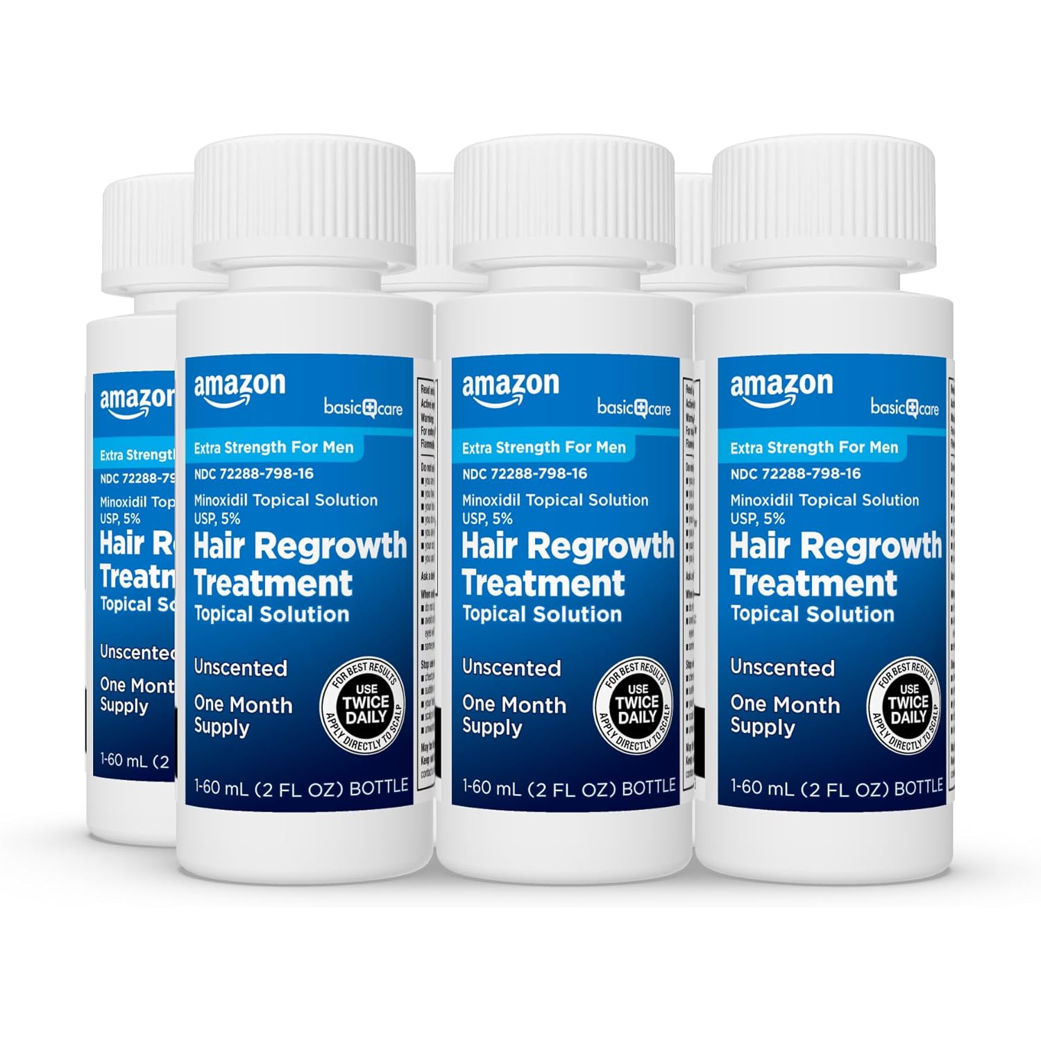 Amazon Basic Care Minoxidil Topical Solution USP, 5 Percent, Hair Regrowth Treatment for Men, Extra Strength, 12 Fluid Ounces