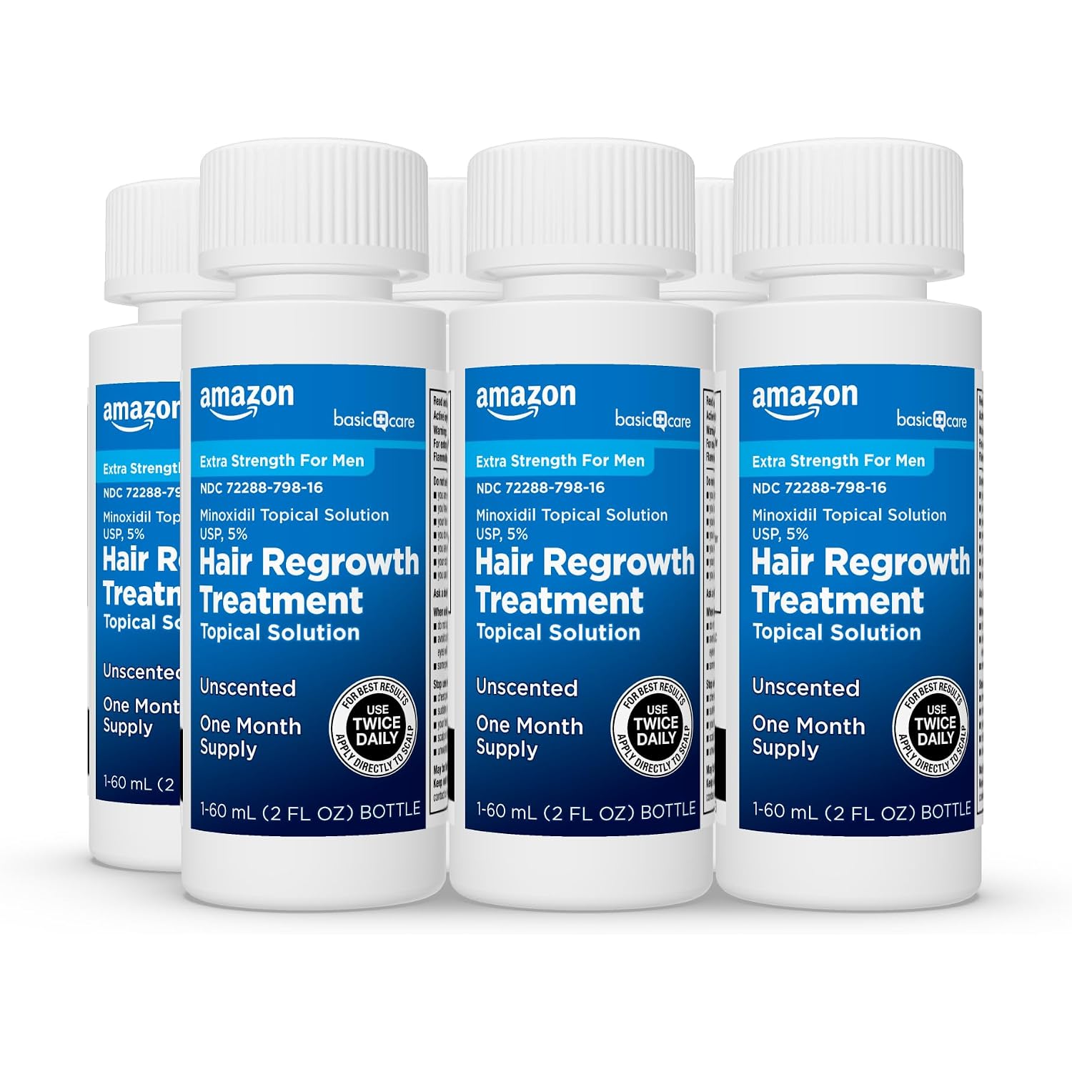 Amazon Basic Care Minoxidil Topical Solution Usp, 5 Percent, Hair Regrowth Treatment For Men, Extra Strength, 12 Fluid Ounces