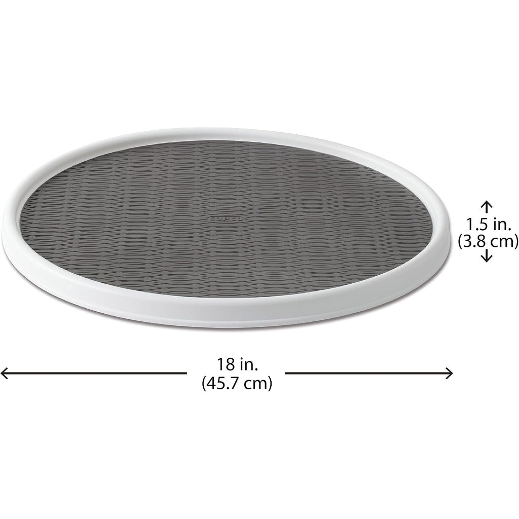 Copco 18 Inch Lazy Susan Turntable Organizer - Nonslip Rotating Cabinet Organizer For Kitchen Pantry, Under Sink, Countertop Storage, Rimmed Edge, Wipe Clean