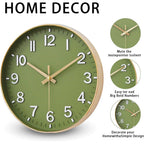 Hzdhclh Wall Clocks Battery Operated,Wall Clock Green Gold,8 Inch Wall Clock Silent Non Ticking Modern 3D Numbers For Kitchen Bedroom Living Room Office Classroom Decor