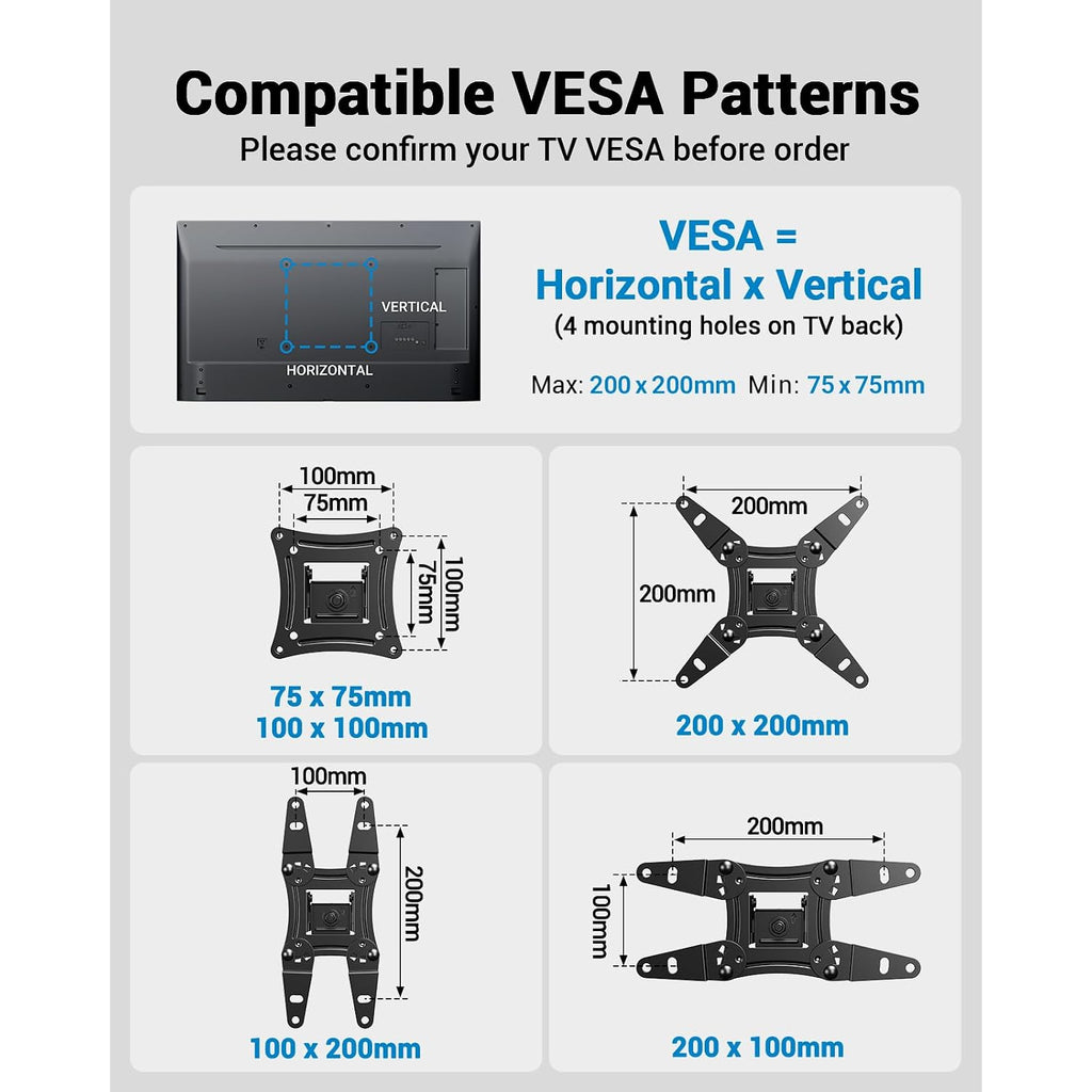 Pipishell Full Motion Tv Wall Mount For Echo Show 21/15 And 13-43 Inch Flat Curved Screen Tvs & Monitors, Max Vesa 200X200Mm Up To 44Lbs, Tv Mount Wall Bracket With Rotation Swivel Tilt Extension