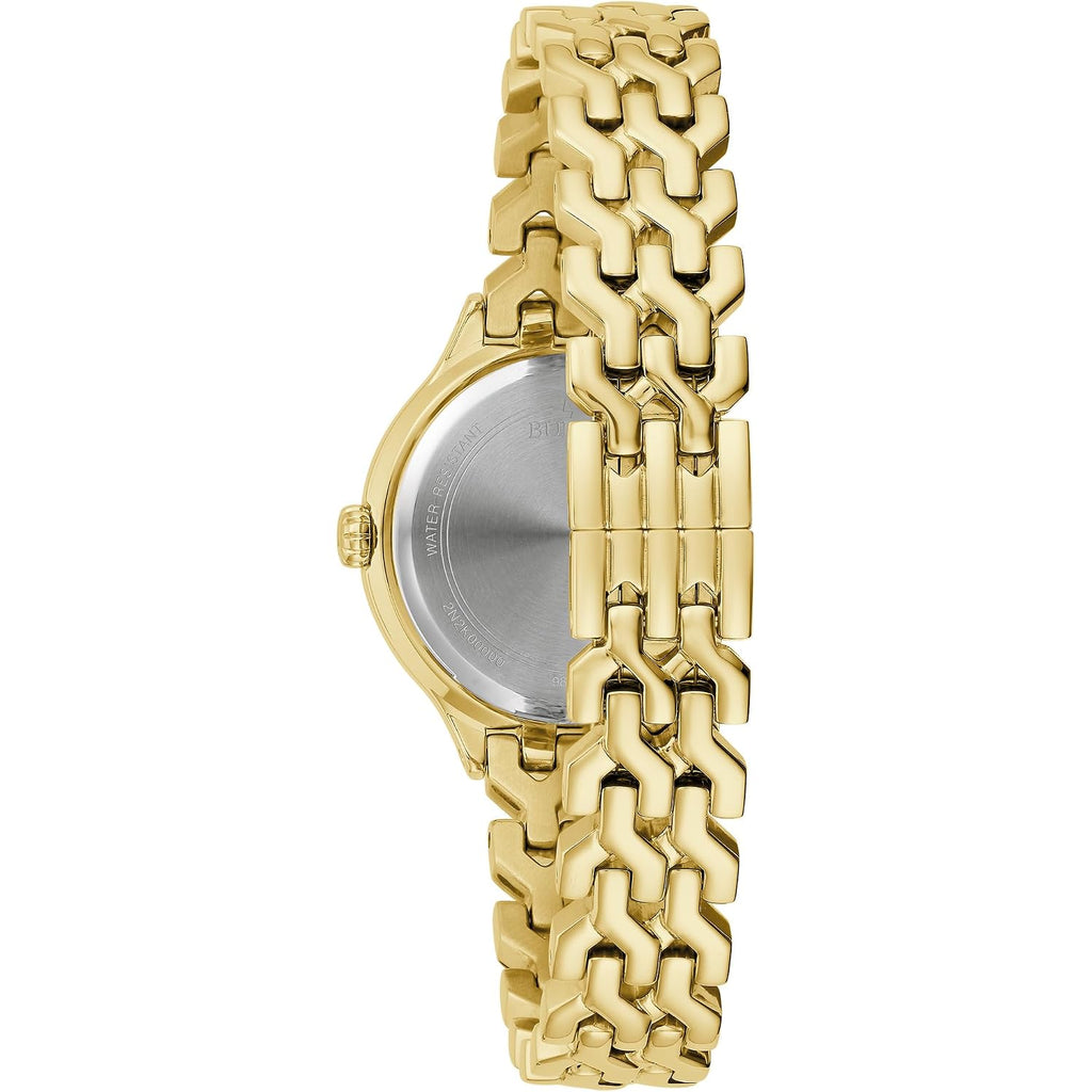 Bulova Ladies' Classic Crystal Gold Stainless Steel 3-Hand Quartz Watch, Mother Of Pearl Dial