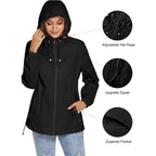 Womens Rain Jackets Waterproof Windbreaker Jackets Lightweight Portable Rain Coat
