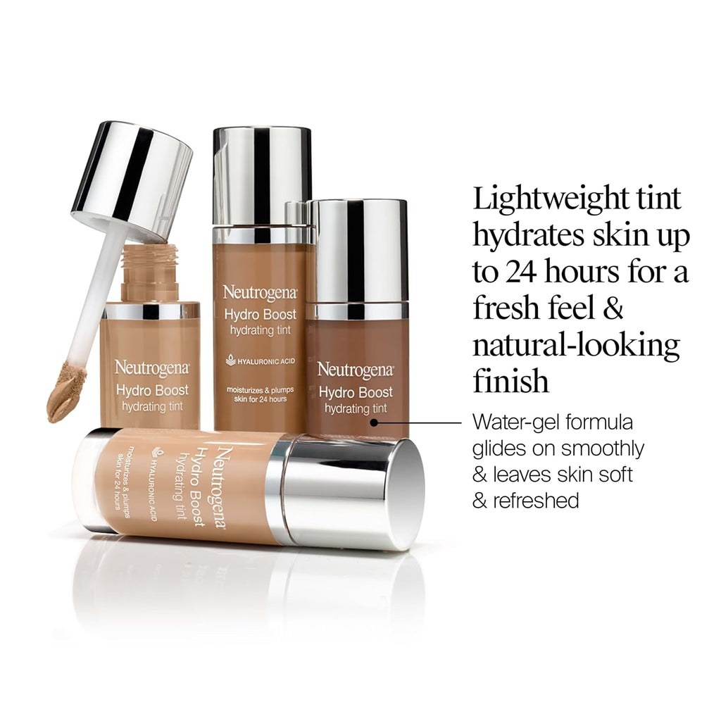 Neutrogena Hydro Boost Hydrating Tint, Lightweight Foundation For Dry Skin, Hyaluronic Acid, Moisturizing Skincare Makeup, Oil-Free, Water-Gel, Smooth Natural Coverage, Nude 40, 1.0 Fl Oz