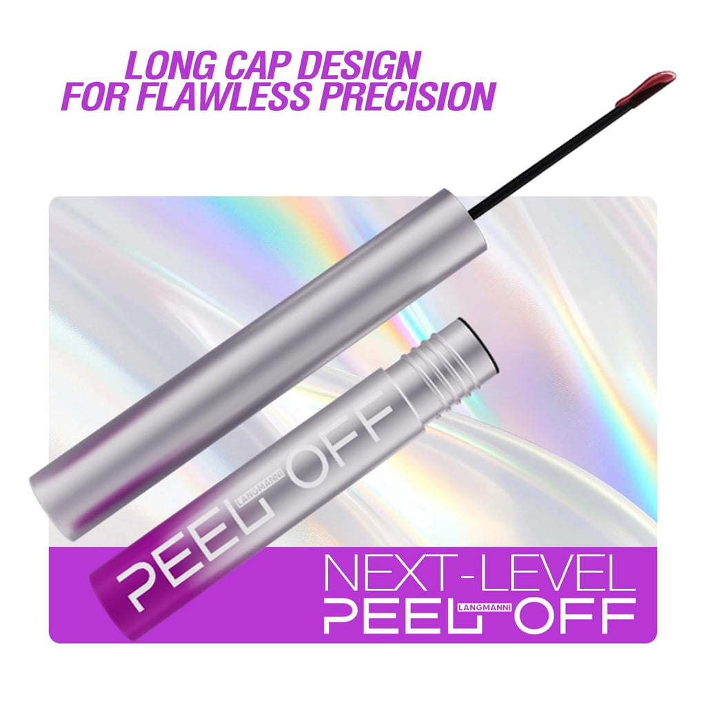 LANGMANNI 6Pcs Peel Off Lip Liner Set,Lip Stain Peel Off,Long-Lasting Waterproof & Smudge-Proof Matte Lip Liners With Ergonomic Handle & Precision Brush,Makeup Gift for Girls (6 Colors Set)