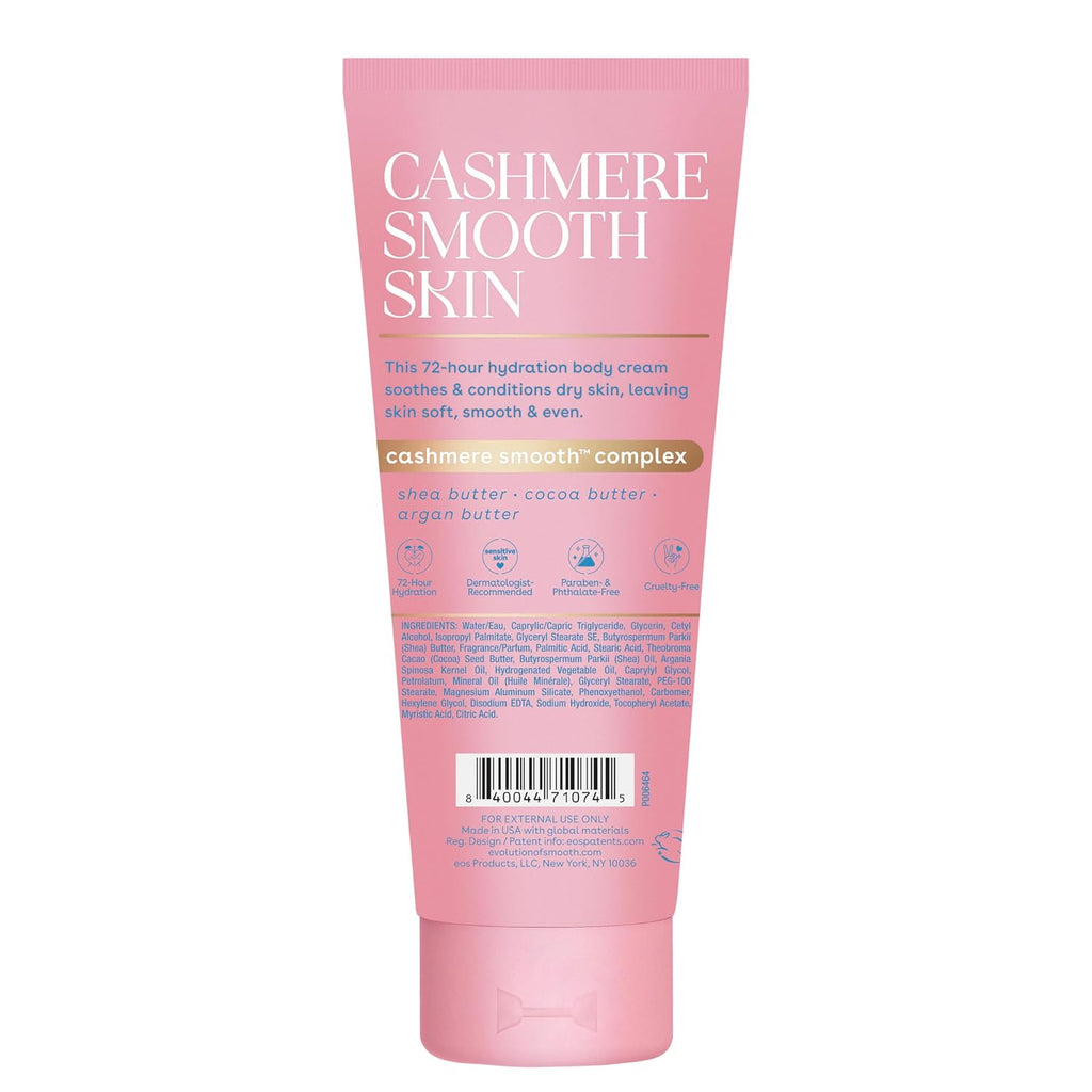 Eos Cashmere Skin Collection Post-Shave Smooth Body Cream- Vanilla Cashmere, 72-Hour Hydration, Nourishing, Body Care, Shea Butter, 7 Fl Oz