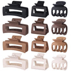 Smksl 12 Pcs Hair Claw Clips For Women & Girls 3 Styles Hair Accessories | Durable & Sturdy Plastic Matte Clips For Thin Thick & Curly Hair, Strong Hold & Non-Slip, Ideal Stylish Gifts For Ladies