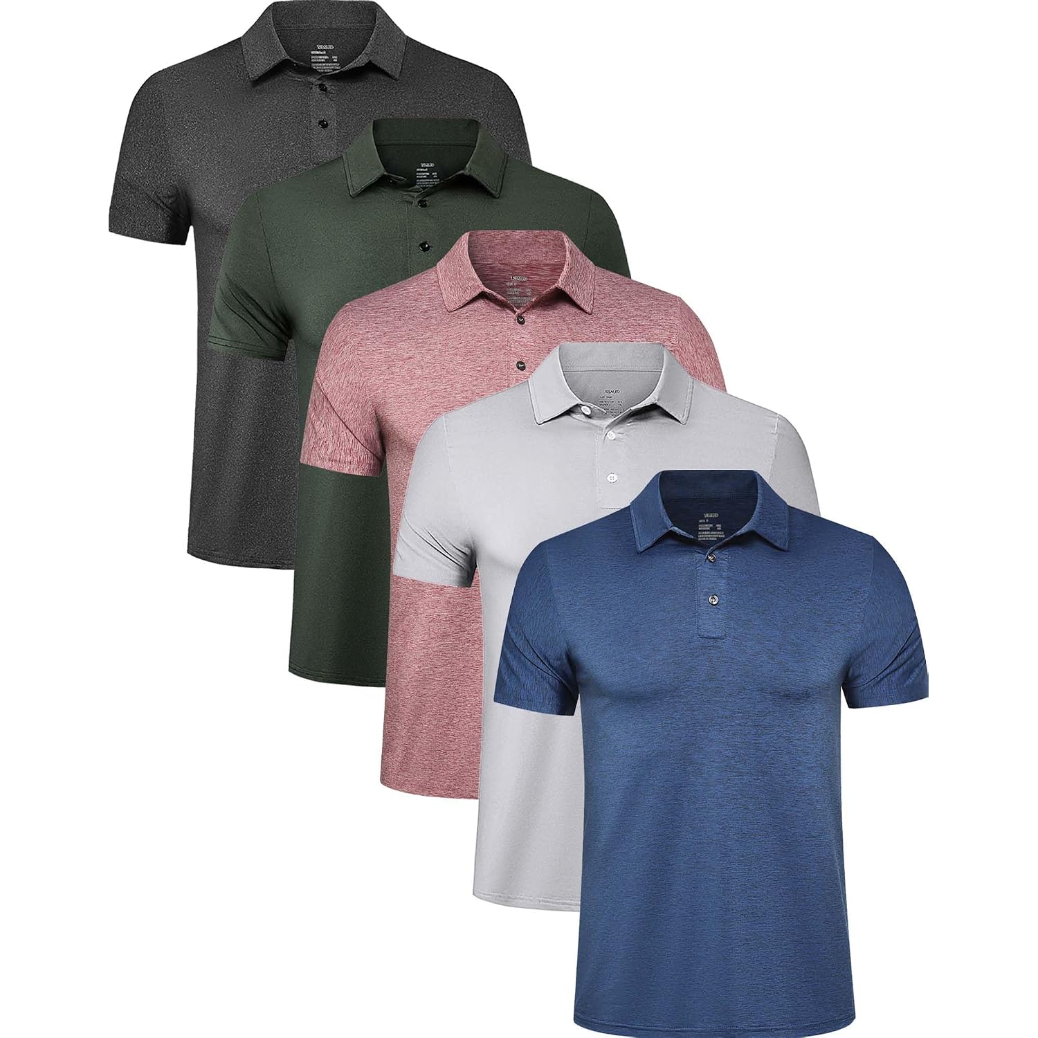 Telaleo 4/5 Pack Mens Polo Shirts Quick Dry Short Sleeve Golf T Shirt Performance Moisture Wicking Casual Workout