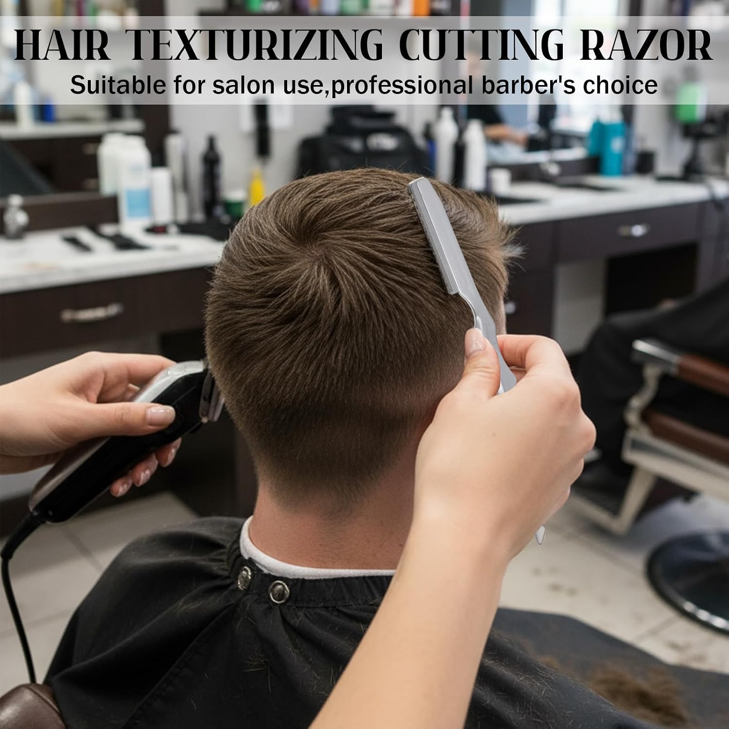 Hair Razors For Cutting Hair, 6.9" Stainless Steel Hair Thinning Razor Kit With 10Pcs Replacement Blades, Professional Styling Texturizing Cutting Razor Tool For Salon And Home