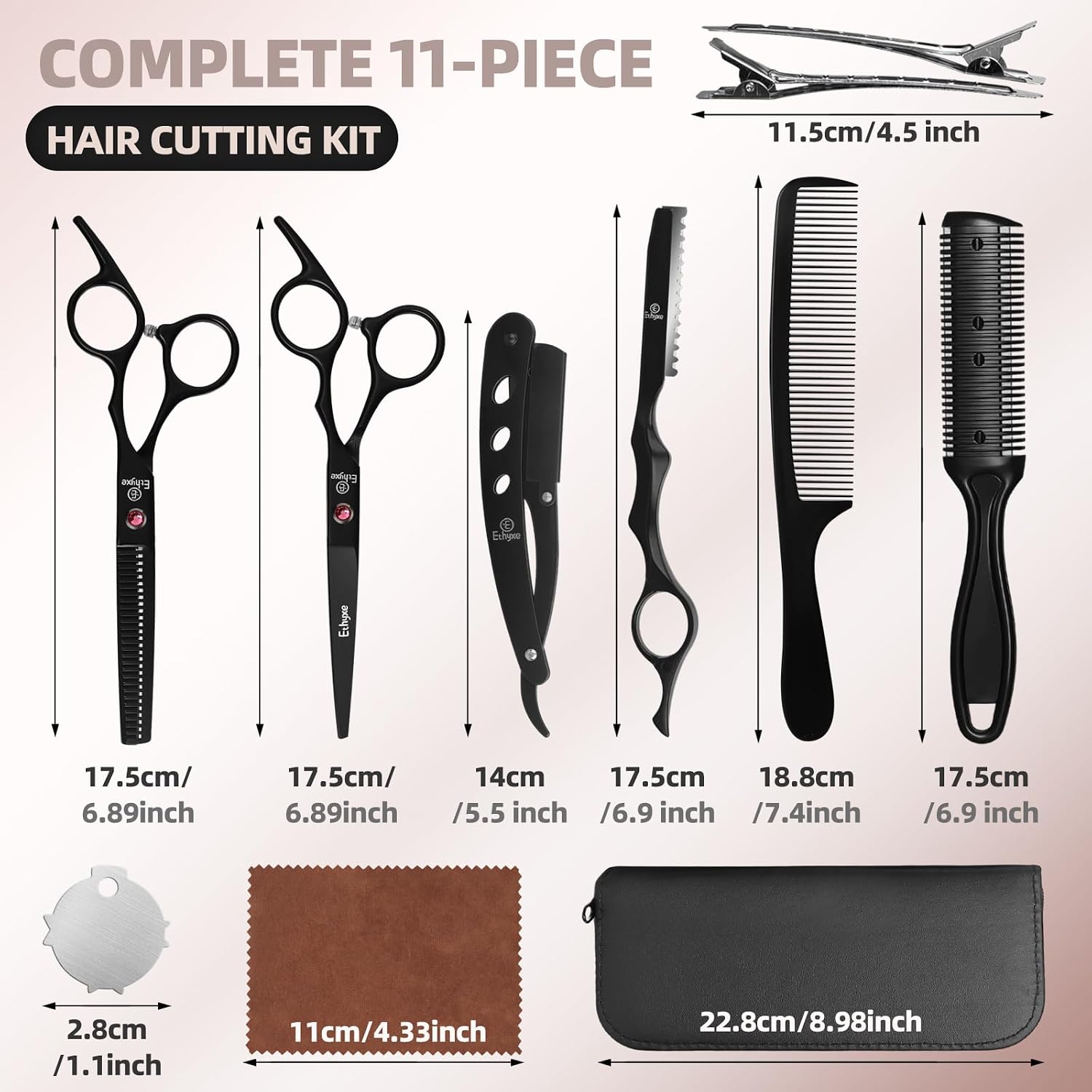 6.5 Inch Hair Cutting Scissors Set With Razor, Professional Barber Hairdressing Texturizing Salon Haircut Scissor Japanese Stainless Steel