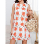 Chartou Women 2025 Summer Sleeveless Floral Short Shift Dress Cotton Linen Loose Tank Dress