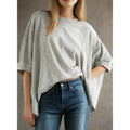Dokotoo Summer Shirts 2026 Womens Solid T Shirts for Women Loose Oversized Tops Basic Tee A Light Grey
