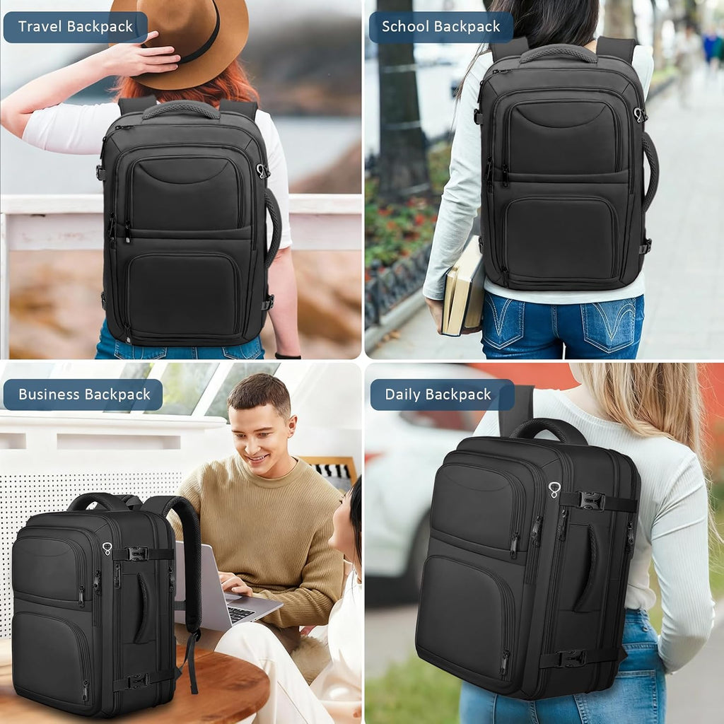 Travel Backpack, Expandable Carry On Backpack For Men, Tsa 17.3 Inch Laptop Bag Flight Approved, Lightweight Business Luggage Bag, Travel Gifts For Men Women, Black