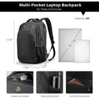 Swissdigital Design Backpack For Men & Women Fit 16 Inch Computer Sd1670-01 | Travel Laptop Backpack, College Bag, Business Backpack, With Usb Charging Port, Rfid Protetion Pocket, Water Bottle, Black