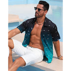 Eletop Men'S Hawaiian Shirt Summer Stretch Short Sleeve Tropical Beach Button Down Casual Shirt
