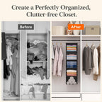 Lifewit 5 Tier Hanging Closet Organizer And Storage For Shelves, Foldable Clothes Shelf With 2 Sturdy Hooks, Sweater/Coat/Shoes Clothing Organization For Wardrobe, Dorm, Bedroom, Gray