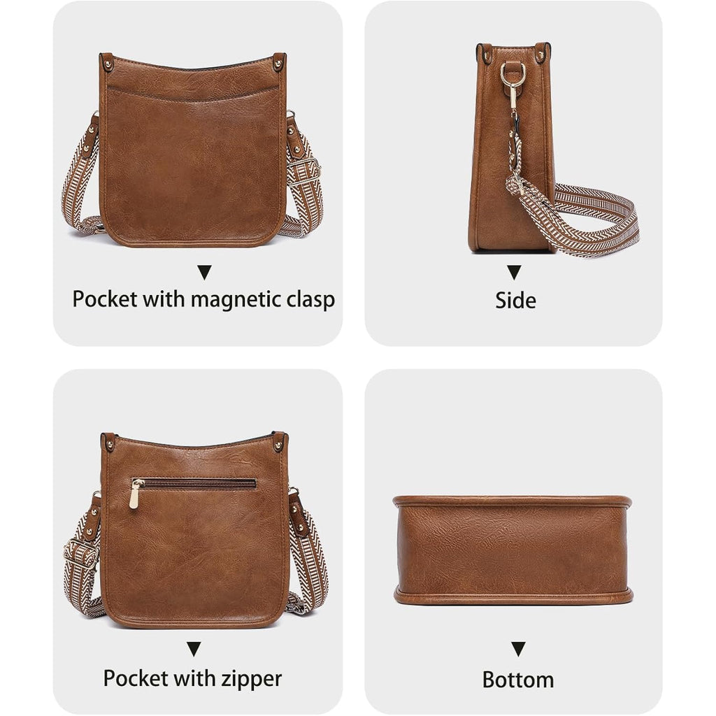Purses for Women 3PCS, Crossbody Bags Set Large Leather Purse Shoulder Handbags with Wallet Adjustable Straps for Ladies Tote