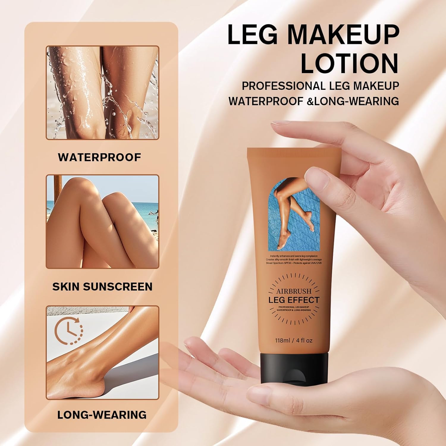 Leg Makeup Waterproof No Transfer,Flawless Looking Leg and Body Scar Cover up Makeup,Waterproof Long Last Easy Application for All Skin Tones.(2# Medium Golw)