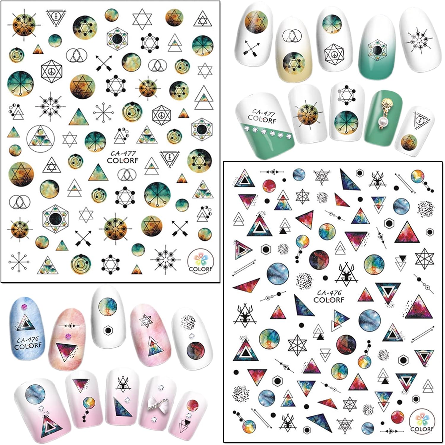 Alien Nail Art Stickers, Astronaut Earth Moon Star UFO Rocket Eyes Nail Sticker Holographic 3D Self-Adhesive Nail Art Decals Design, Nail Decal Supplies for Women Girls Manicure Charms Decorations