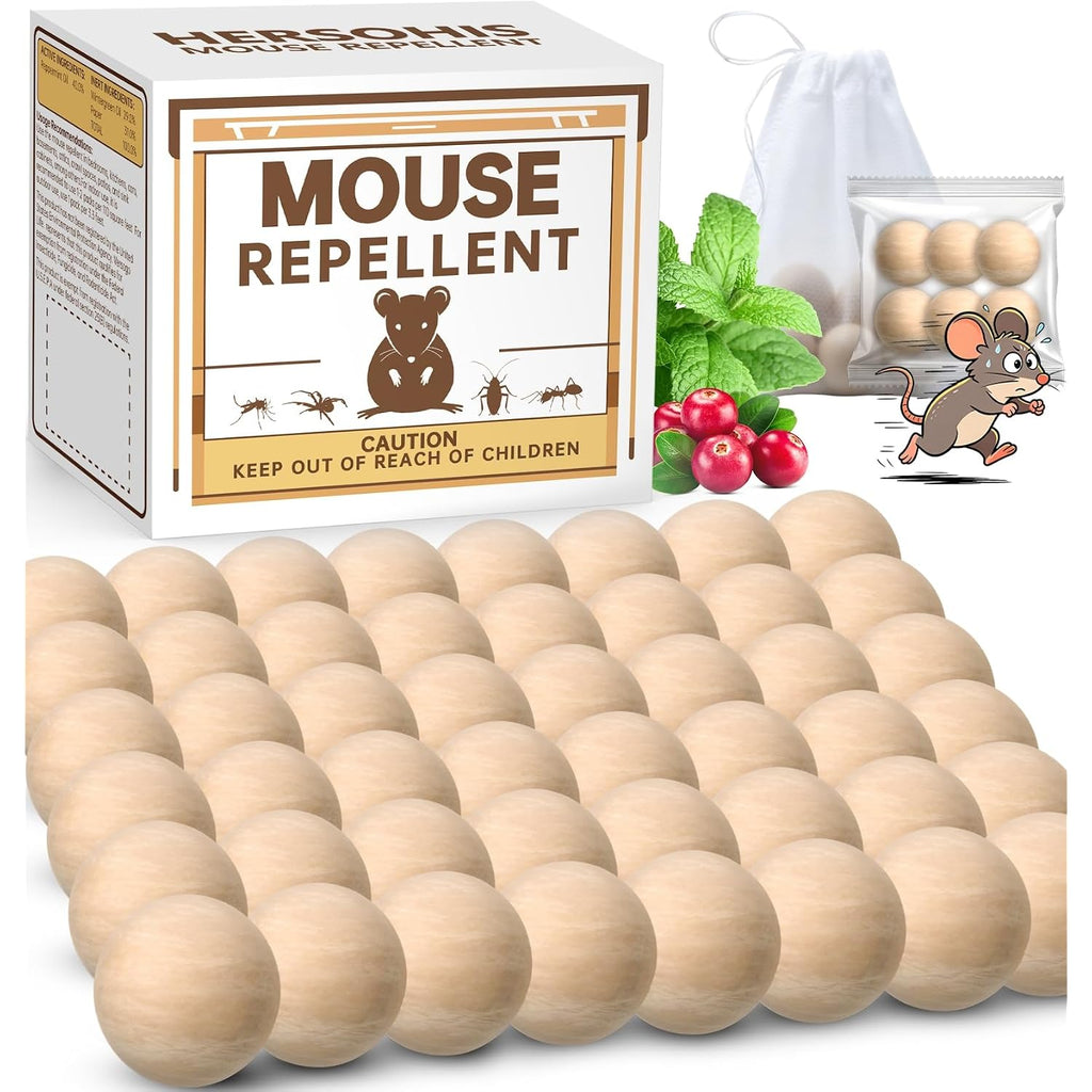 Rodent Repellent 48 Balls, Mouse Repellent Indoor & Outdoor, Mice Repellent With Peppermint Oil, Rat Repellent For House, Garage, Rv, Rodent Deterrent For Attic, Basement & Car
