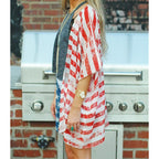 Women's American Flag Kimono Cover up Beachwear Cardigan Loose Tops Shirt Blouse