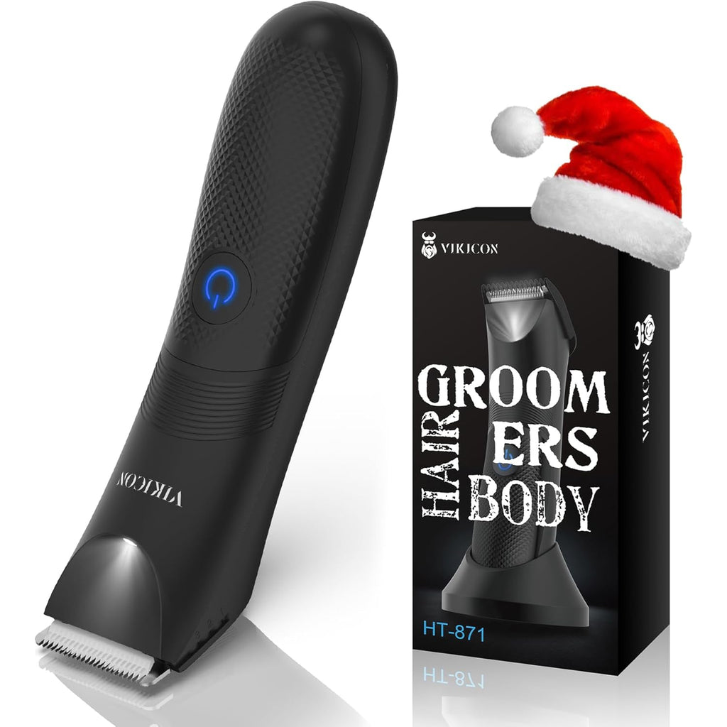 Manscape Trimmer for Men - No Nicks Electric Razor-Shaver for Balls/Pubic/Groin/Legs/Chest Hair Removal w/Light & Ceramic Blade, IPX7 Waterproof Full Body Hair Groomer USB-C Charging, Gifts for Men