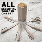 Knife Set, Kitchen Knife Set With Block, 7 Pcs Compact Knife Set, Knife Block Set Space Saving Stainless Steel Kitchen Knives With Scissors For Small Kitchens, Apartment & Everyday Cooking