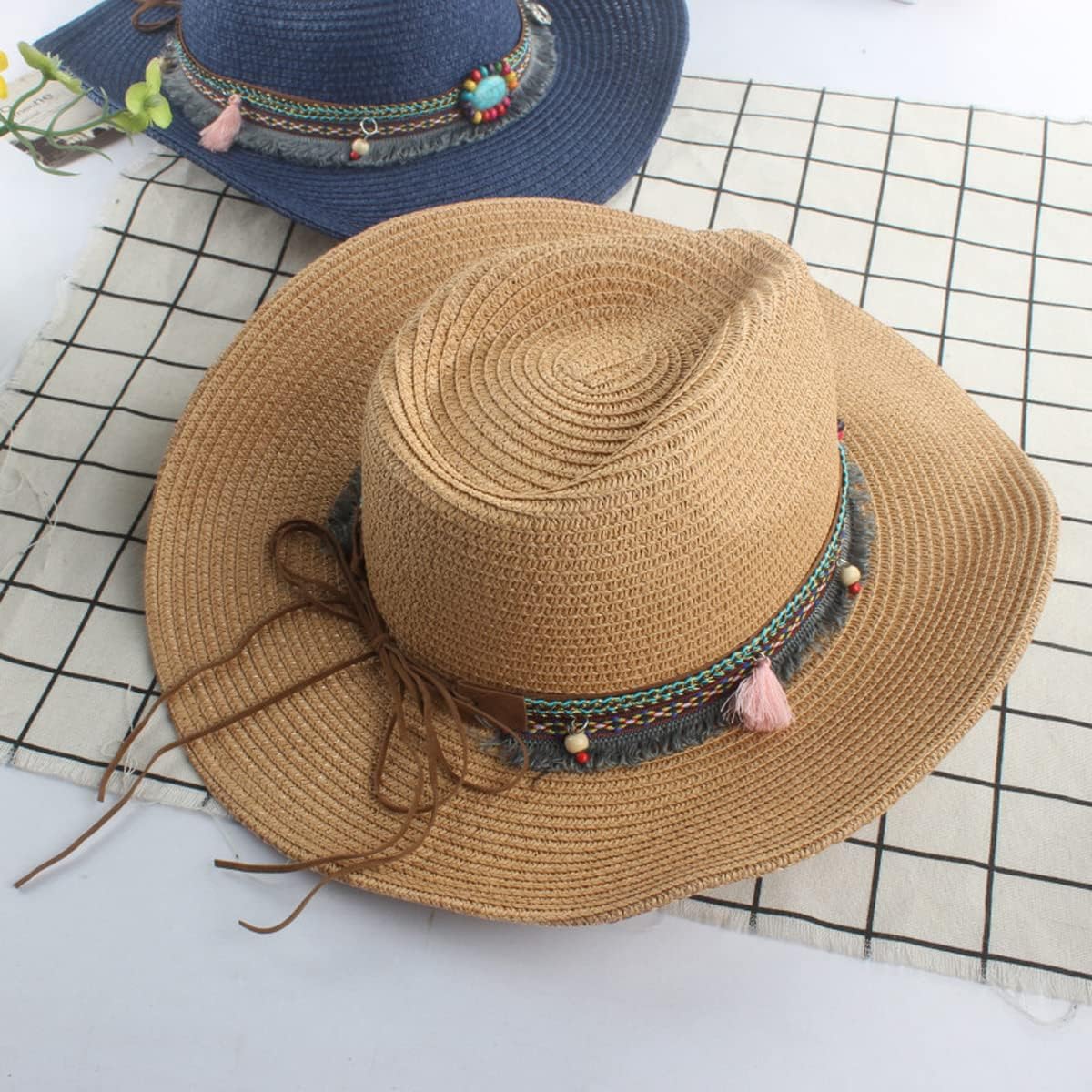 Mens Straw Cowgirl Cowboy Hat Women Floppy Packable Wide Brim Sun Hat Upf50 Western Panama Travel Beach Cap Fedora Bucket Hat