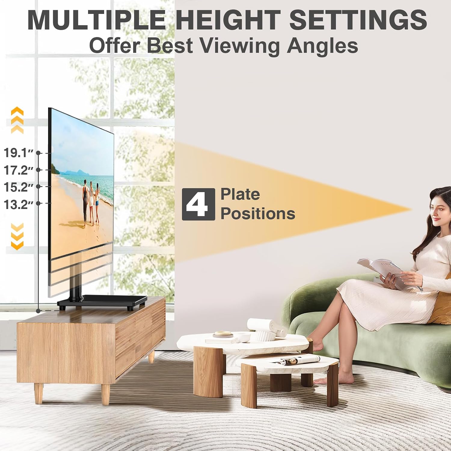 Swivel Table Top Tv Stand For 20-43 Inch Tvs Holds Up To 88 Lbs | Universal Tv Stand Base With 4-Level Height Adjustment And Tempered Glass Base, Max Vesa 200X200Mm, Black