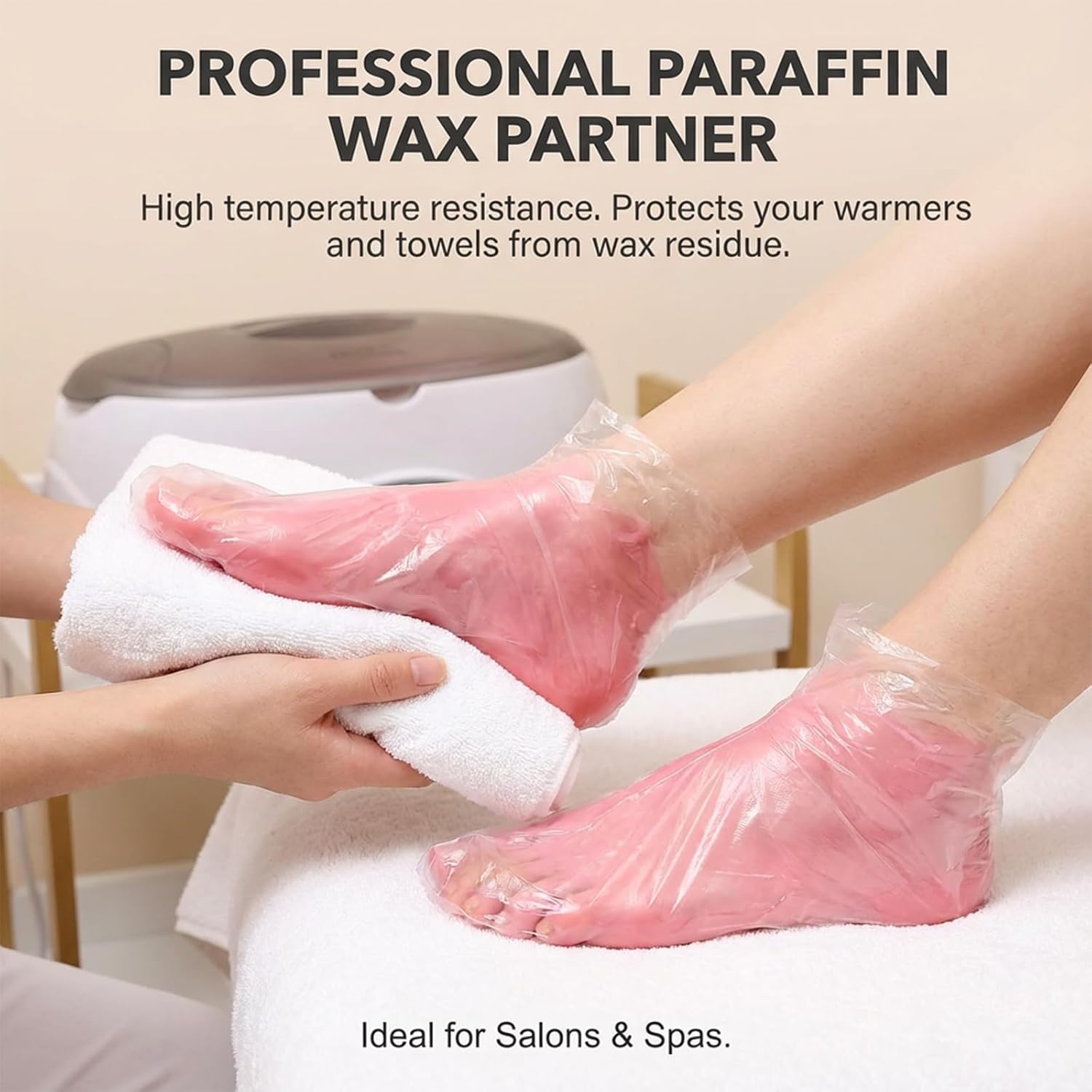 Plastic Foot Covers for Feet - 100pcs Pedicure Liners Disposable Clear Plastic Socks Disposable Foot Covers for Paraffin Bath, Pedicure, Spa, Shoes