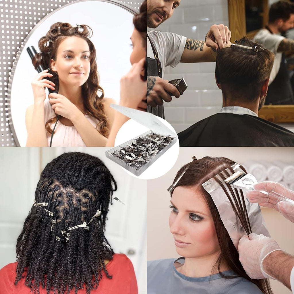 60Pcs Metal Styling Duck Billed Hair Clips, Silver Alligator Roller Clips For Women'S Long Hair Styling Sectioning And Pin Curls, Bow Diy, With Case