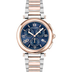 Ferragamo Legacy Collection Luxury Womens Watch Timepiece With A Two Tone Bracelet Featuring A Two Tone Case And Blue Dial