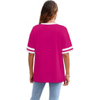 Wiholl Womens T Shirts Loose Fit Short Sleeve Tees Crew Neck Color Block Summer Tops 2026 Fashion